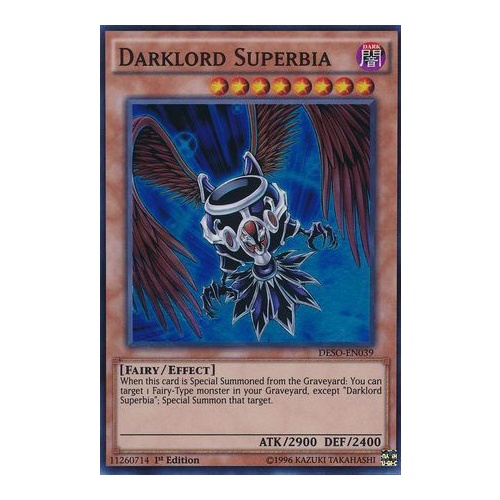 Yugioh DESO-EN039 Darklord Superbia Super Rare 1st Edition