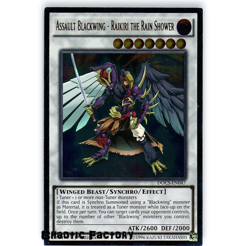 Yugioh DOCS-EN047 Assault Blackwing - Raikiri the Rain Shower Ultimate rare NM Unl Ed