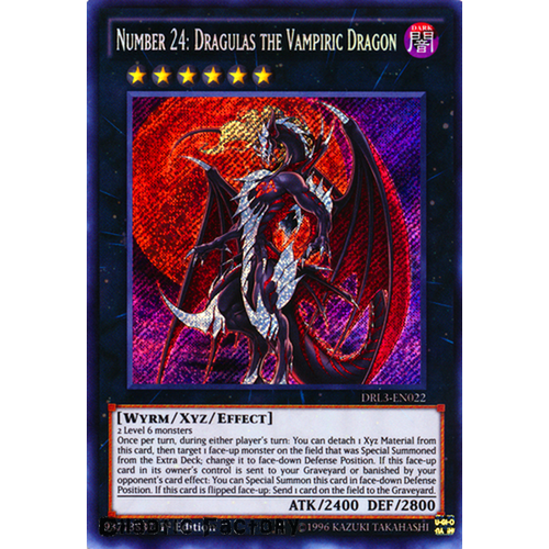Yugioh DRL3-EN022 Number 24: Dragulas the Vampiric Dragon 1st Edition Secret rare