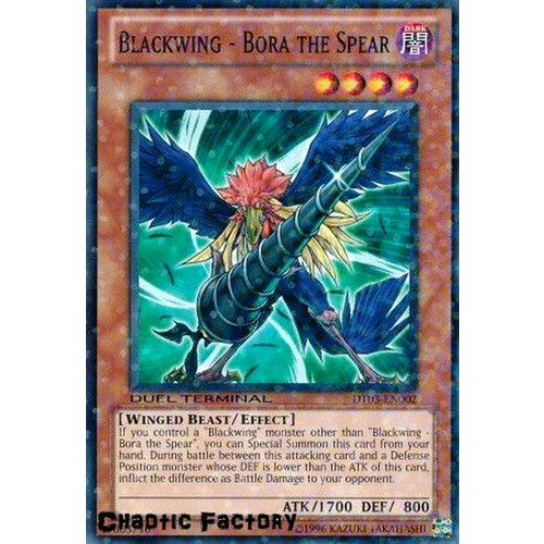 Yugioh DT03-EN002 Blackwing - Bora the Spear Duel Terminal Normal Parallel Rare 1st Edition NM