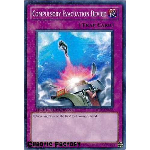 Yugioh DT03-EN046 Compulsory Evacuation Device Duel Terminal Normal Parallel Rare 1st Edition NM