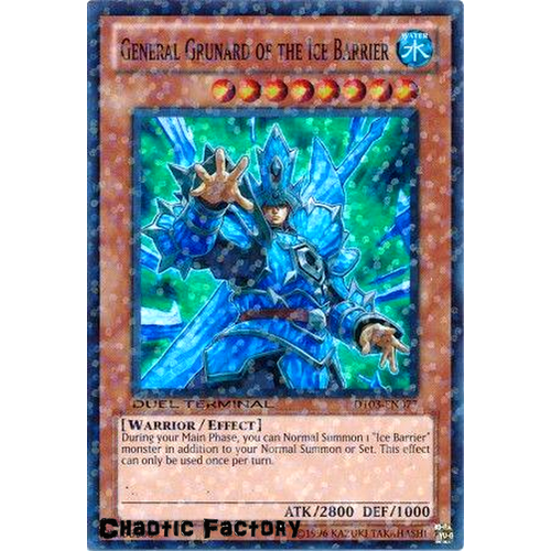 Yugioh DT03-EN077 General Grunard of the Ice Barrier Duel Terminal Super Parallel Rare 1st Edition NM