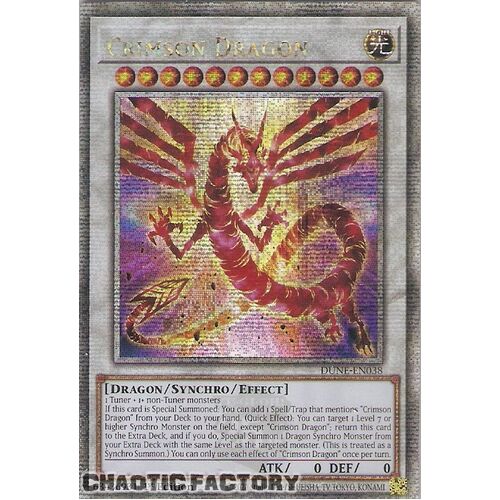 Quarter Century Secret Rare DUNE-EN038 Crimson Dragon 1st Edition NM