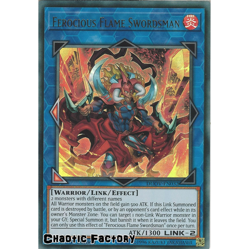 DUOV-EN032 Ferocious Flame Swordsman Ultra Rare 1st Edition NM
