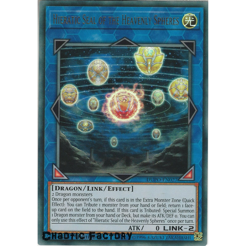 French Yugioh Hieratic Seal of the Heavenly Spheres ULTRA RARE DUPO-EN027 N/M