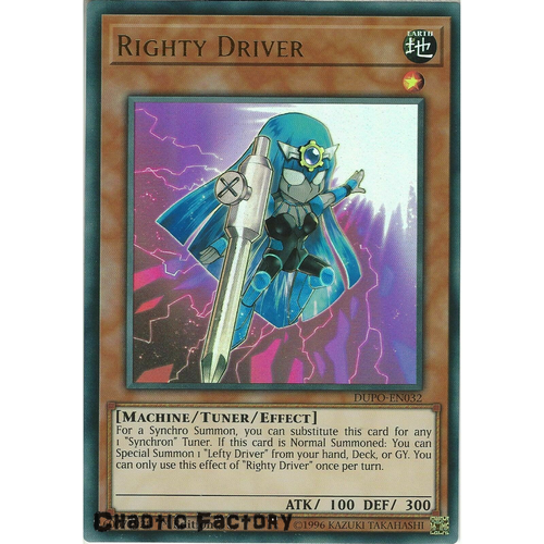 Yugioh DUPO-EN032 Righty Driver Ultra Rare 1st Edtion NM