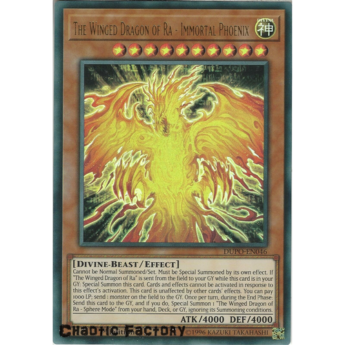 Yugioh DUPO-EN046 The Winged Dragon of Ra - Immortal Phoenix Ultra Rare 1st Edtion NM