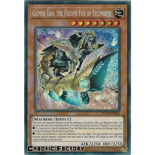 ETCO-EN031 Gizmek Uka, the Festive Fox of Fecundity Secret Rare 1st Edition NM