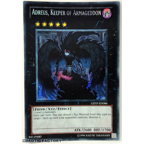 GENF-EN086 Adreus, Keeper of Armageddon Secret Rare Unlimited Edition NM