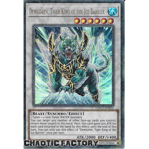 HAC1-EN052 Dewloren, Tiger King of the Ice Barrier Duel Terminal Ultra Parallel Rare 1st Edition NM