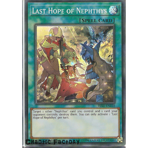 Yugioh HISU-EN010 Last Hope of Nephthys Super Rare 1st Edition NM