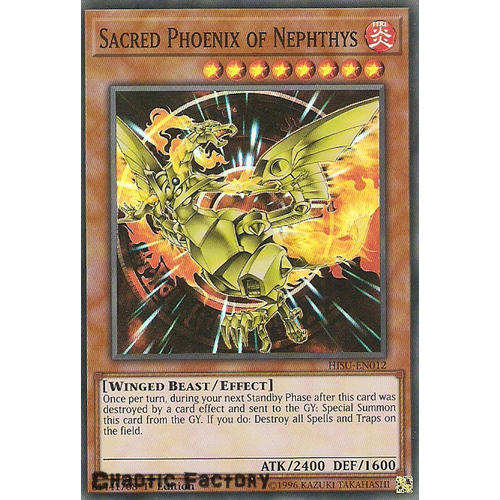 Yugioh HISU-EN012 Sacred Phoenix of Nephthys Super Rare 1st Edition NM