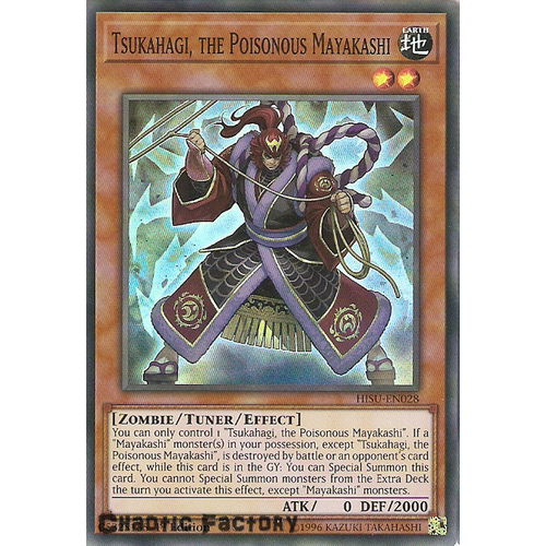 Yugioh HISU-EN028 Tsukahagi, the Poisonous Mayakashi Super Rare 1st Edition NM