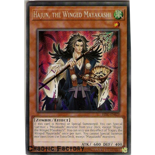 Yugioh HISU-EN029 Hajun, The Winged Mayakashi Secret Rare 1st Edition NM