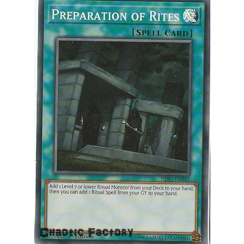 Yugioh HISU-EN042 Preparation of Rites Super Rare 1st Edition NM
