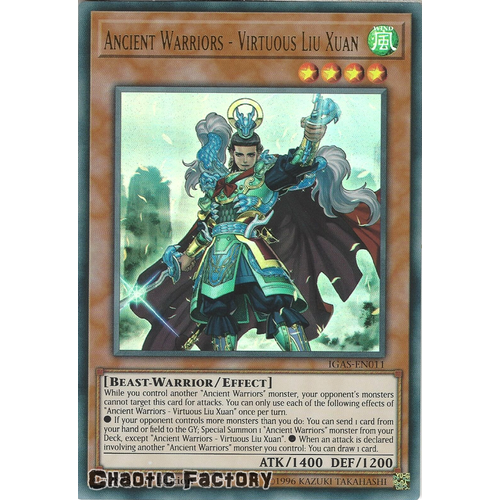 IGAS-EN011 Ancient Warriors - Virtuous Liu Xuan Ultra Rare 1st Edition NM