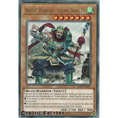 IGAS-EN013 Ancient Warriors - Valiant Zhang De Rare 1st Edition NM