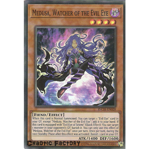 Yugioh INCH-EN028 Medusa, Watcher of the Evil Eye Super Rare 1st Edtion NM