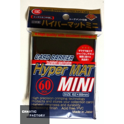 Kmc Sleeves Hyper Mat Mini Black (60 Sleeves/pack) - Mini Size
