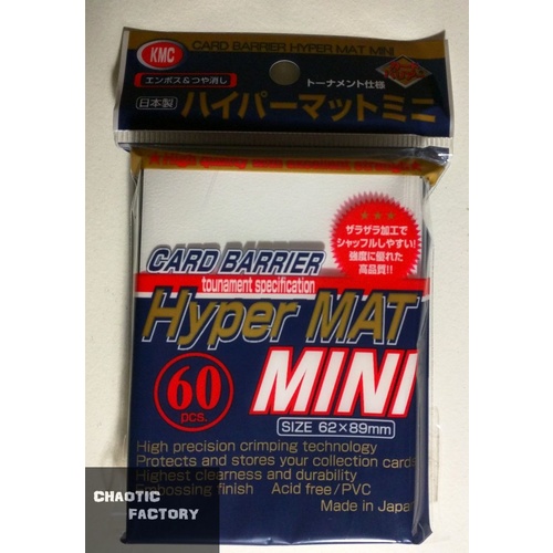 Kmc Sleeves Hyper Mat Mini White (60 Sleeves/pack) - Mini/Small Size - YGO/Vanguard