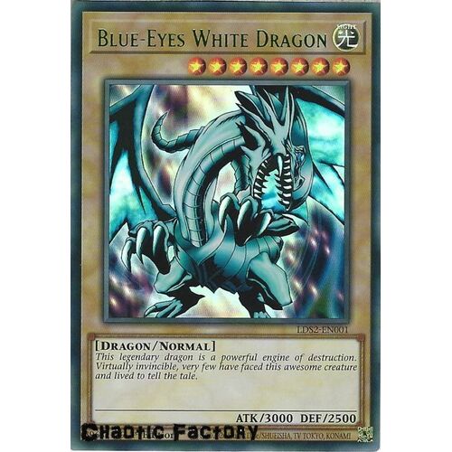 LDS2-EN001 Blue-Eyes White Dragon Green Ultra Rare 1st Edition NM
