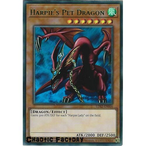 LDS2-EN066 Harpie's Pet Dragon Green Ultra Rare 1st Edition NM