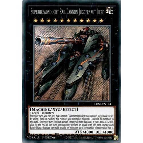 LDS2-EN124 Superdreadnought Rail Cannon Juggernaut Liebe Secret Rare 1st Edition NM