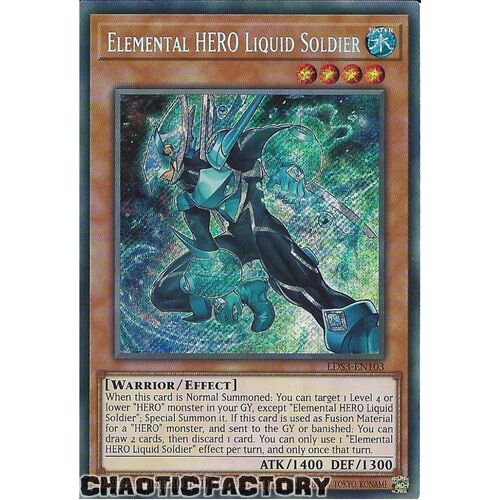 LDS3-EN103 Elemental HERO Liquid Soldier Secret Rare 1st Edition NM FACTORY SEALED