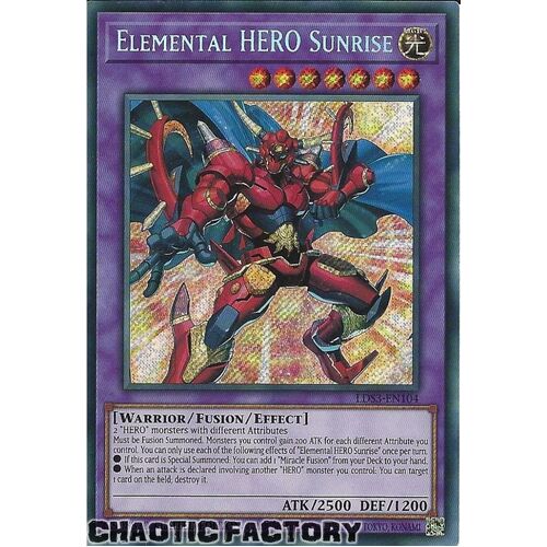 LDS3-EN104 Elemental HERO Sunrise Secret Rare 1st Edition NM FACTORY SEALED