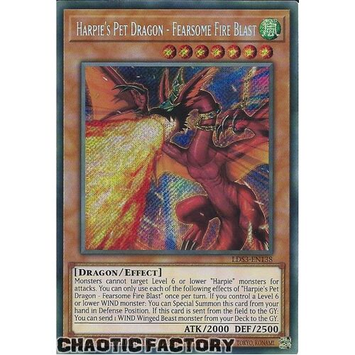 LDS3-EN138 Harpie's Pet Dragon - Fearsome Fire Blast Secret Rare 1st Edition NM