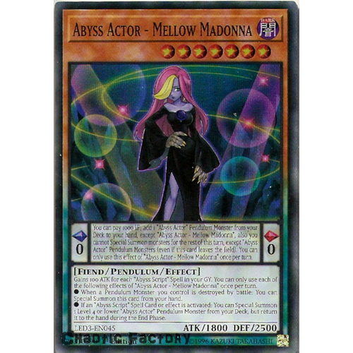 Yugioh LED3-EN045 Abyss Actor - Mellow Madonna Super Rare 1st Edition NM