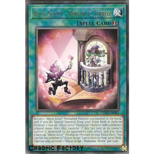 Yugioh LED3-EN047 Abyss Script - Romantic Terror Rare 1st Edition NM