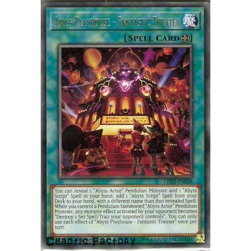 Yugioh LED3-EN048 Abyss Playhouse - Fantastic Theater Rare 1st Edition NM