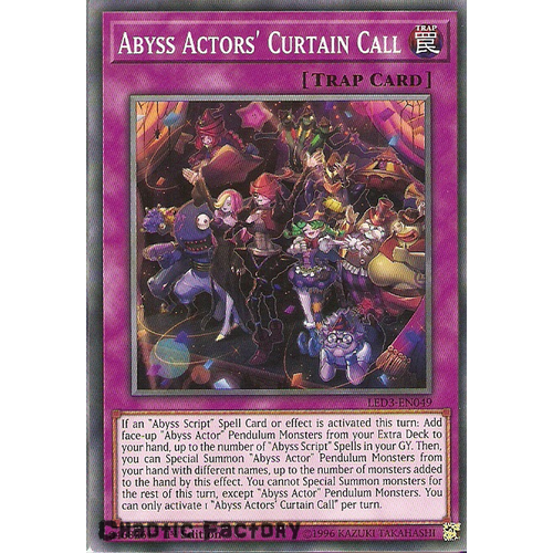 Yugioh LED3-EN049 Abyss Actor's Curtain Call Common 1st Edition NM