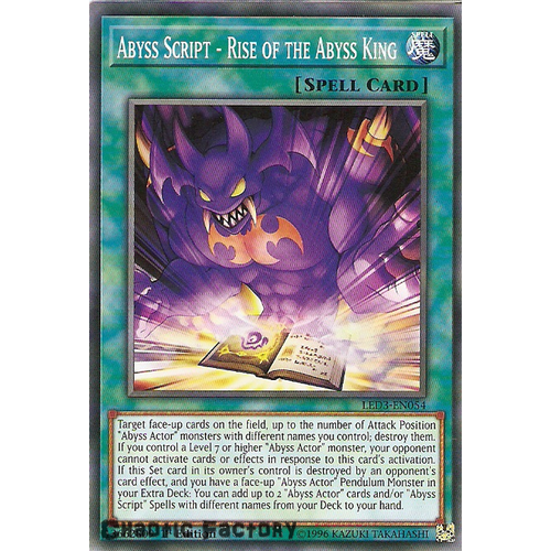 Yugioh LED3-EN054 Abyss Script - Rise of the Abyss King Common 1st Edition NM