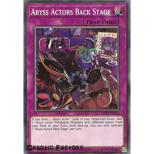 Yugioh LED3-EN055 Abyss Actors Back Stage Common 1st Edition NM