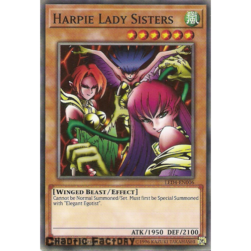 Yugioh LED4-EN006 Harpie Lady Sisters Common 1st Edition NM
