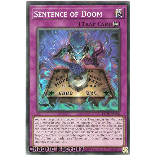 Yugioh LED5-EN005 Sentence of Doom Super Rare 1st edition NM