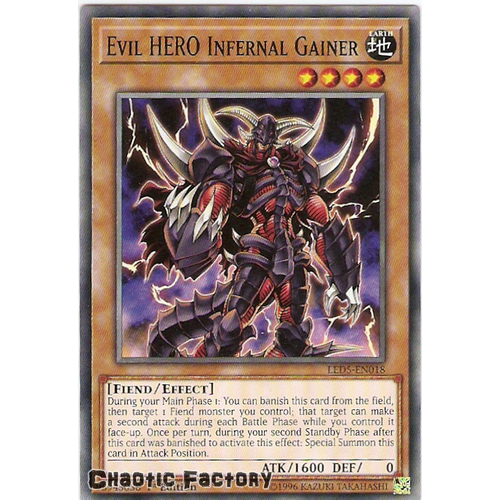 Yugioh LED5-EN018 Evil HERO Infernal Gainer Common 1st edition NM