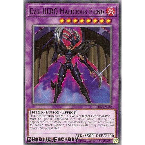 Yugioh LED5-EN020 Evil HERO Malicious Fiend Common 1st edition NM