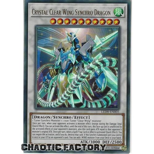 LED8-EN005 Crystal Clear Wing Synchro Dragon Ultra Rare 1st Edition NM