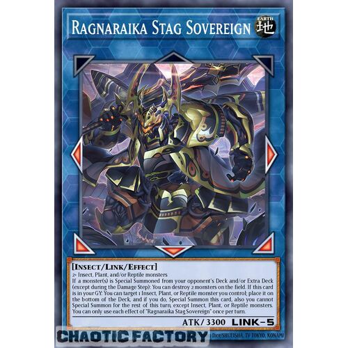 Quarter Century Secret Rare LEDE-EN050 Ragnaraika Stag Sovereign 1st Edition NM