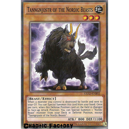 Yugioh LEHD-ENB02 Tanngnjostr of the Nordic Beasts Common 1st Edition NM