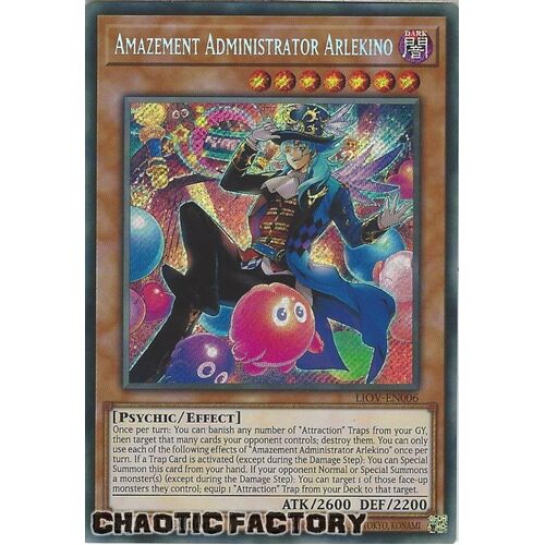 LIOV-EN006 Amazement Administrator Arlekino Secret Rare 1st Edition NM