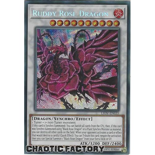 LIOV-EN035 Ruddy Rose Dragon Secret Rare 1st Edition NM