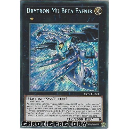 LIOV-EN043 Drytron Mu Beta Fafnir Secret Rare 1st Edition NM