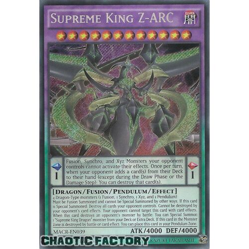 Supreme King Z-ARC Secret Rare MACR-EN039 UNL Edition NM