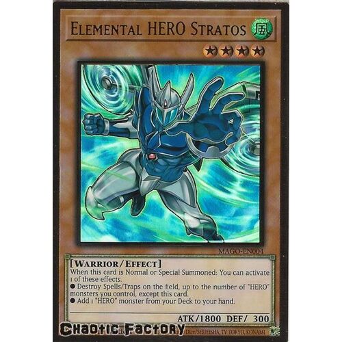 MAGO-EN004 Elemental HERO Stratos Alternate Art Premium Gold Rare 1st Edition NM