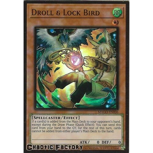 MAGO-EN006 Droll & Lock Bird Alternate Art Premium Gold Rare 1st Edition NM
