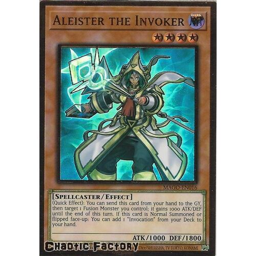 MAGO-EN016 Aleister the Invoker Alternate Art Premium Gold Rare 1st Edition NM